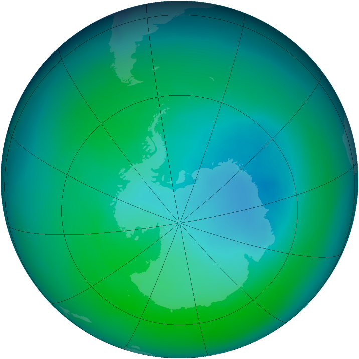 Antarctic ozone map for December 2006